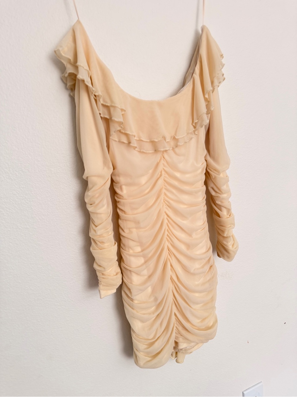 Cream Ruffle Off-Shoulder Dress - Picture 4 of 4